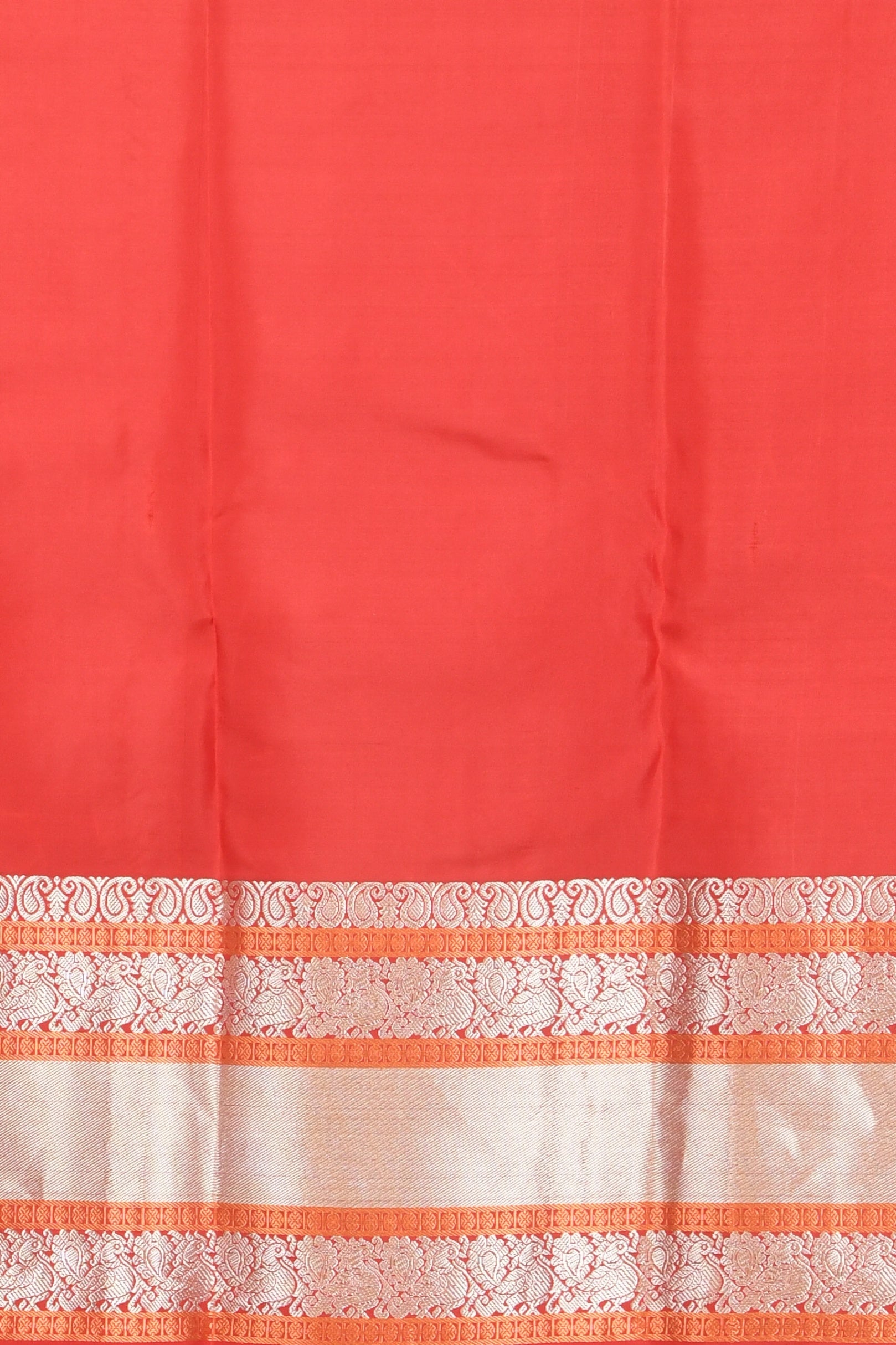 Cream and red kanchi silk saree