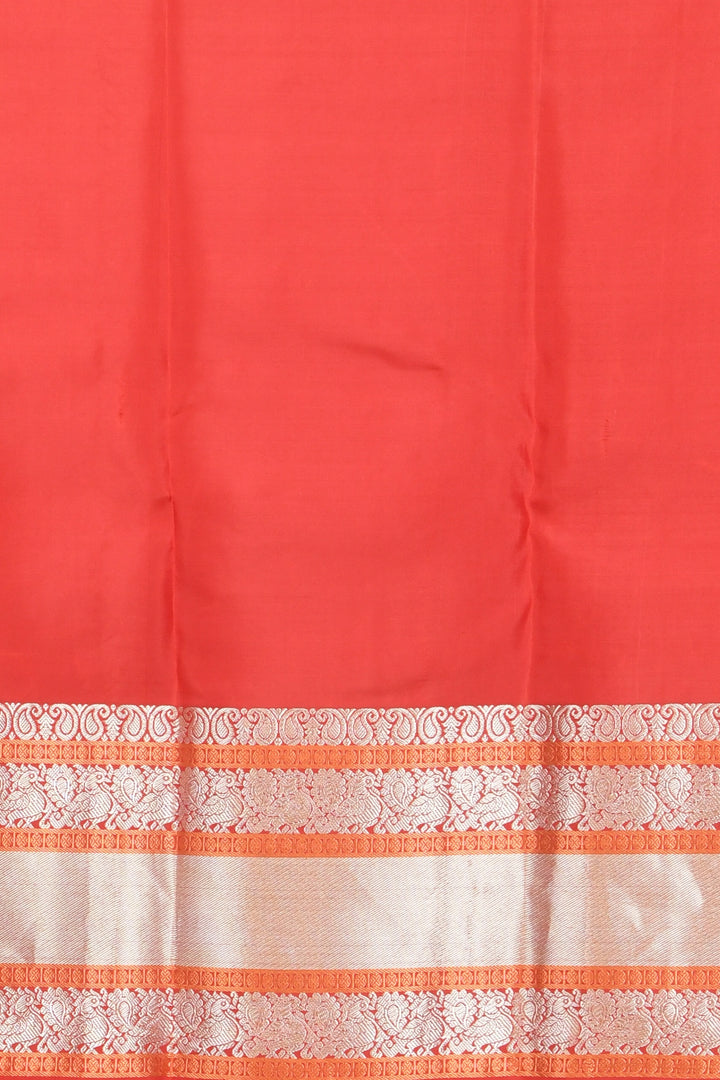 Cream and red kanchi silk saree