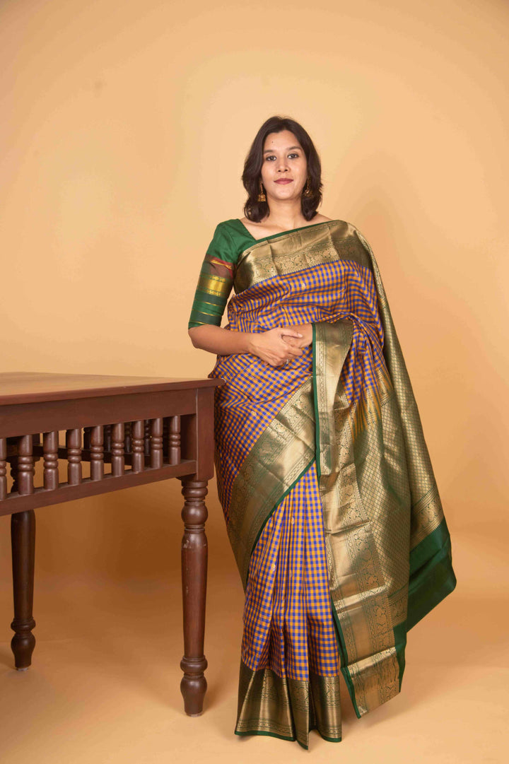 Palum pazhamum pattu saree with green border