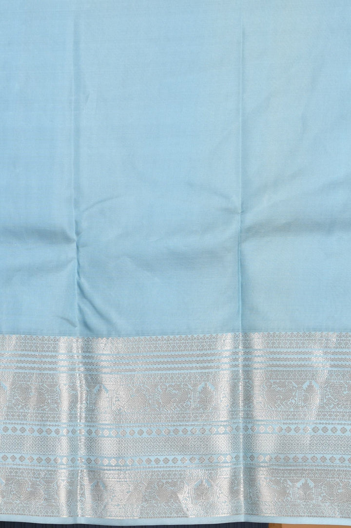 Bottle green and iceblue kanjivaram silk saree
