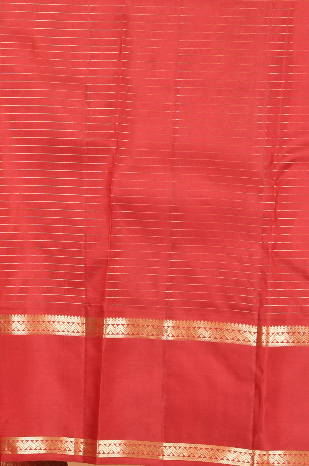 Coral orange and blood red retta pettu pure silk saree