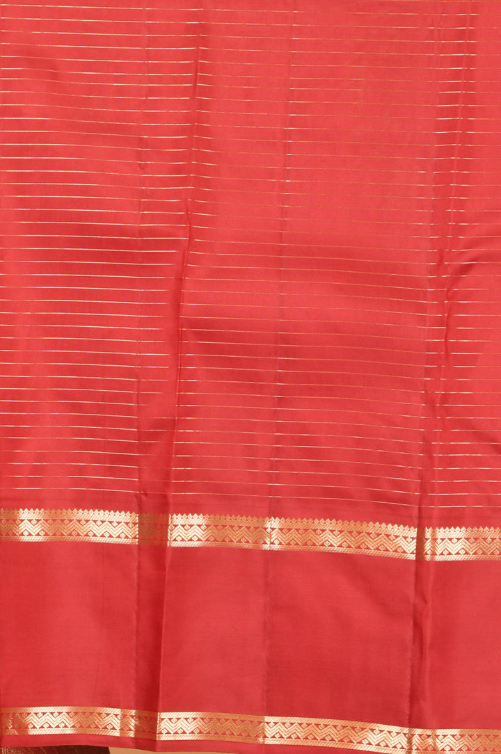 Coral orange and blood red retta pettu pure silk saree