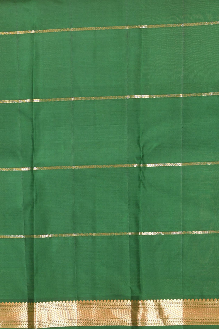 Peach and green kattam kanjivaram silk saree