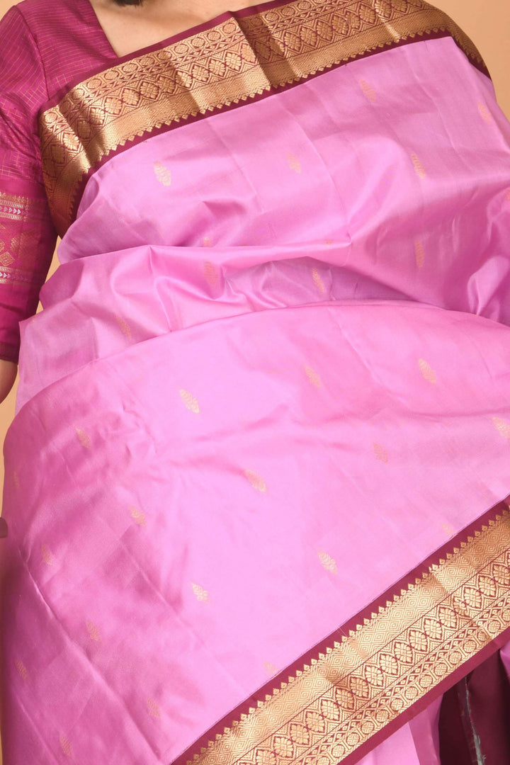 Lavender and wine kanchi silk saree