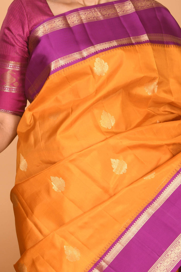 Manjal retta pettu pure silk saree