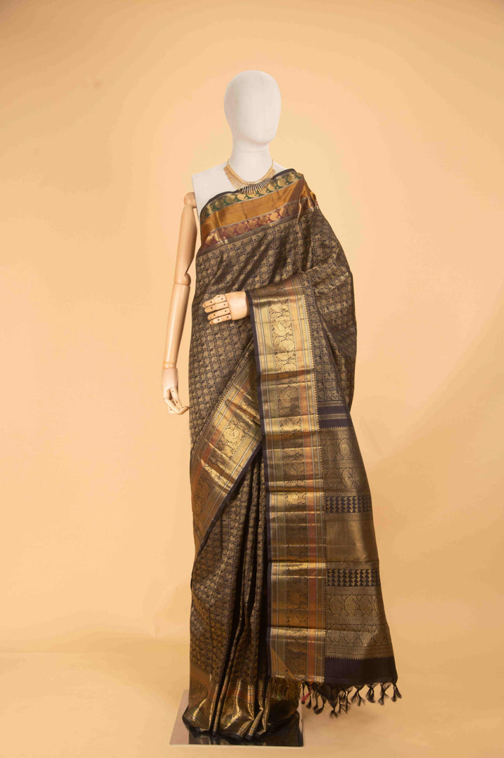 Black pure zari silk saree