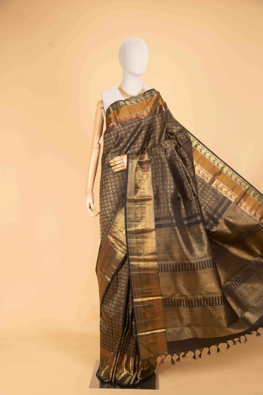 Black pure zari silk saree
