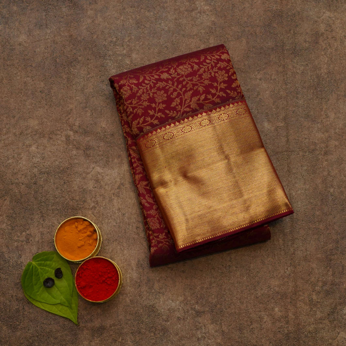 maroon kanjivaram saree