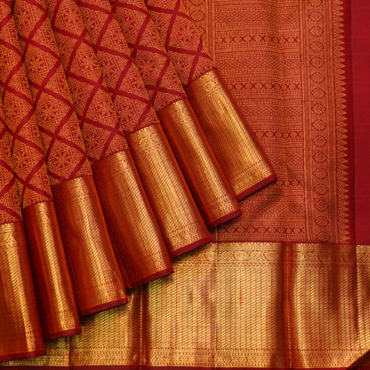 Red brocade kanjivaram silk saree