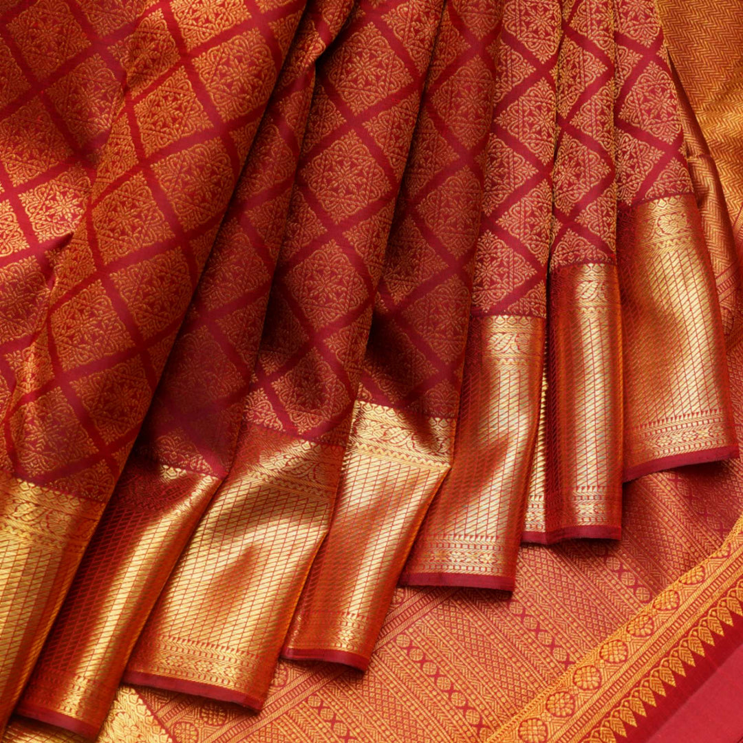 Red brocade kanjivaram silk saree