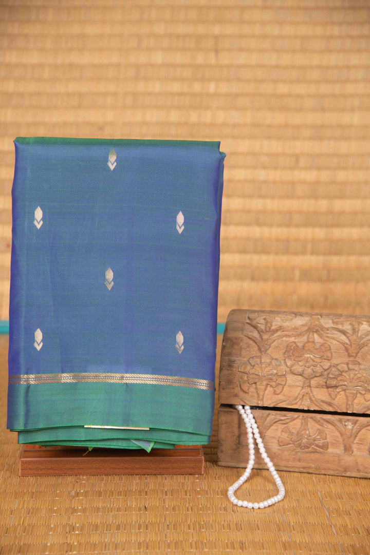 Dual tone blue pure silk saree