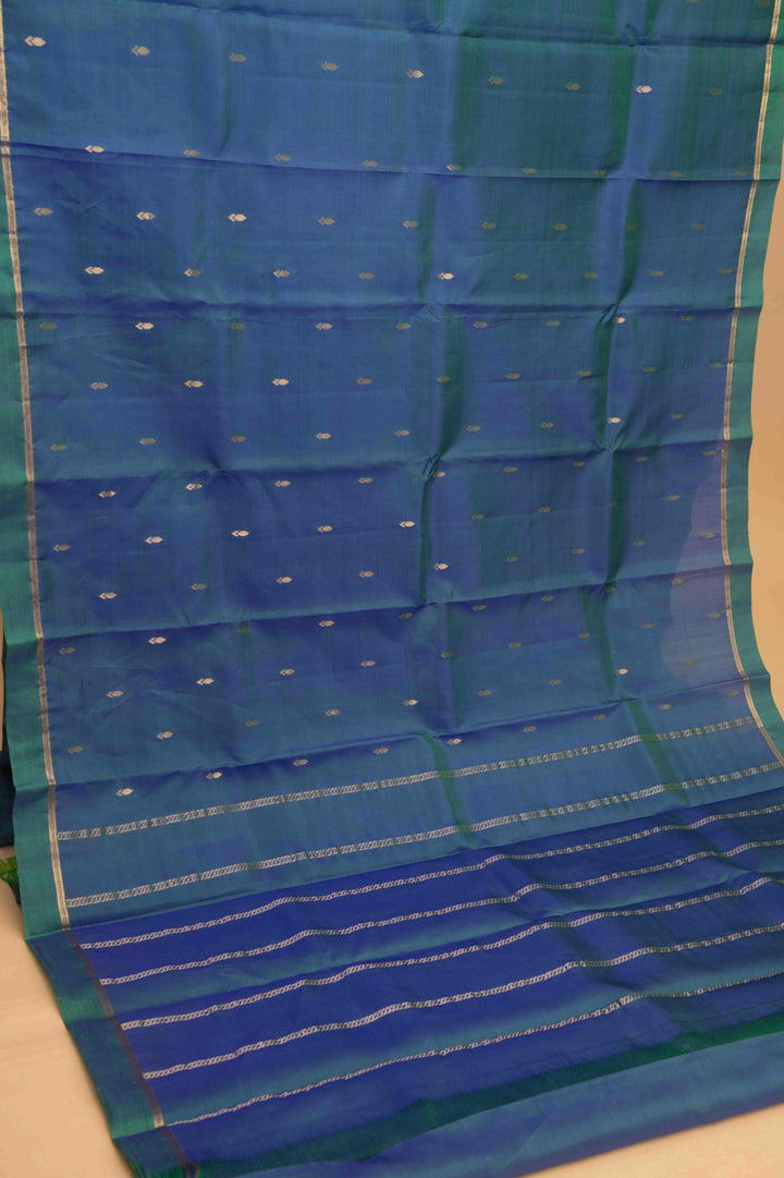 Dual tone blue pure silk saree