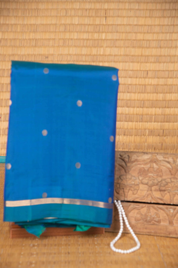 Peacock blue kanchi silk saree