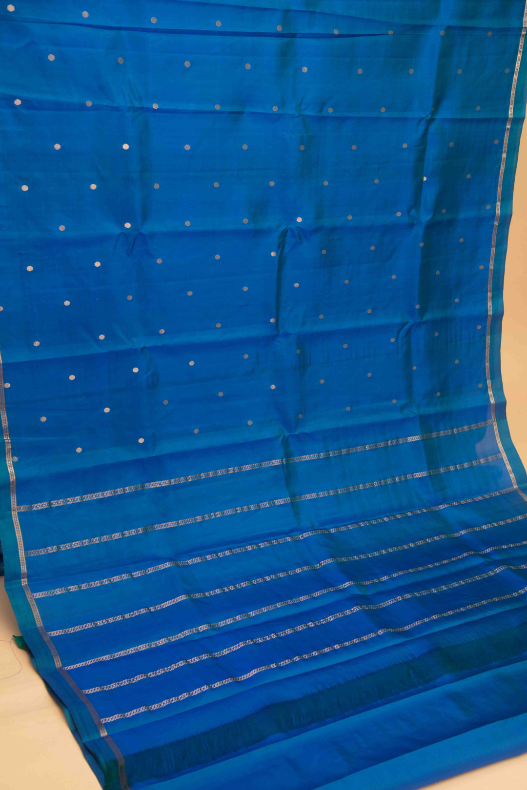 Peacock blue kanchi silk saree