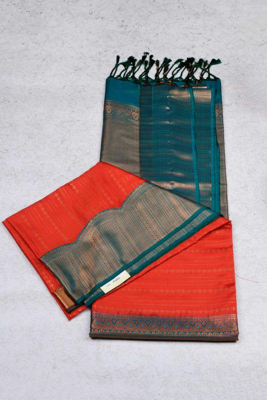 Red semi soft silk saree