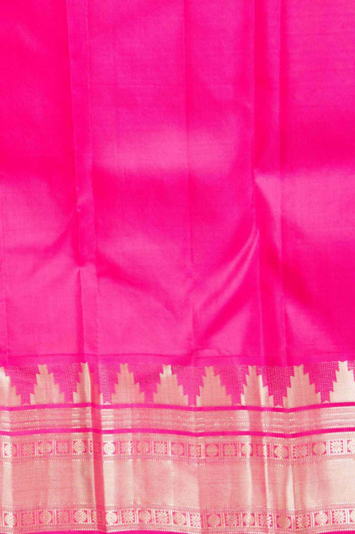 Lime green and pink brocade silk saree