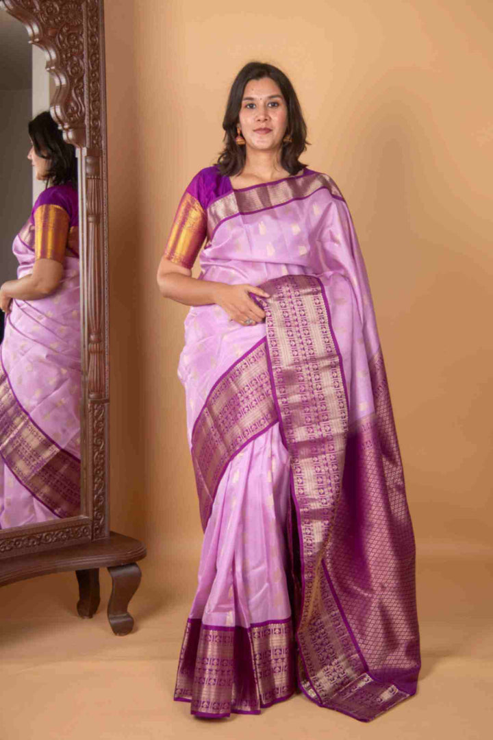 Heliotrope lavender and purple silk saree