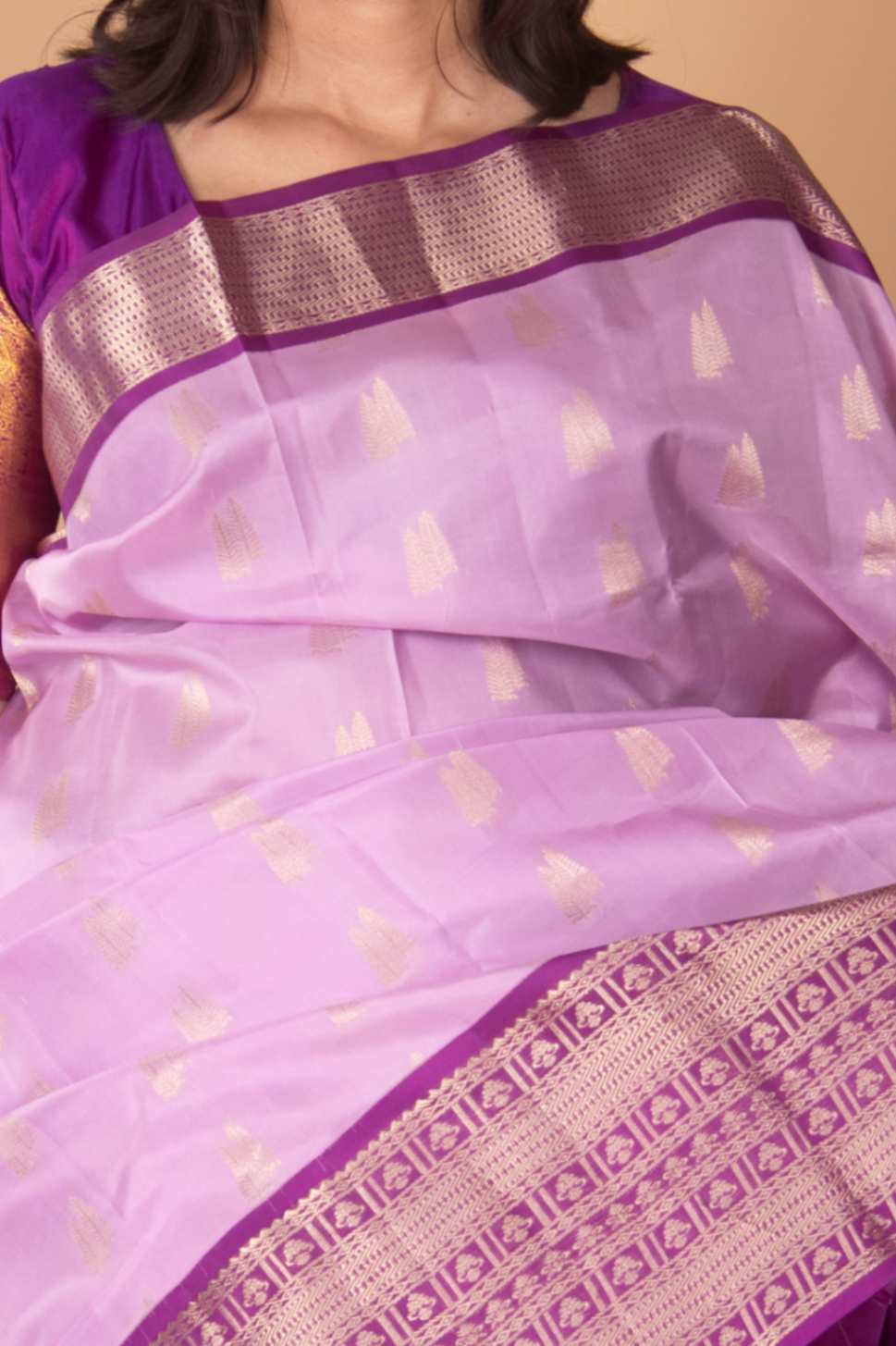 Heliotrope lavender and purple silk saree