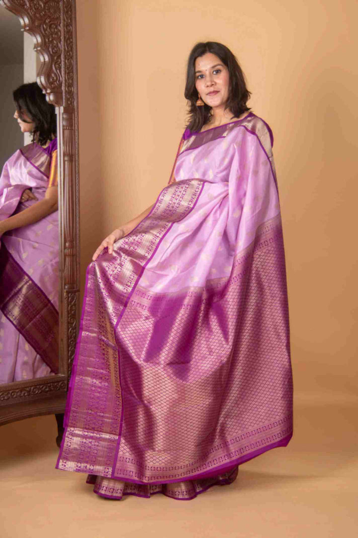 Heliotrope lavender and purple silk saree