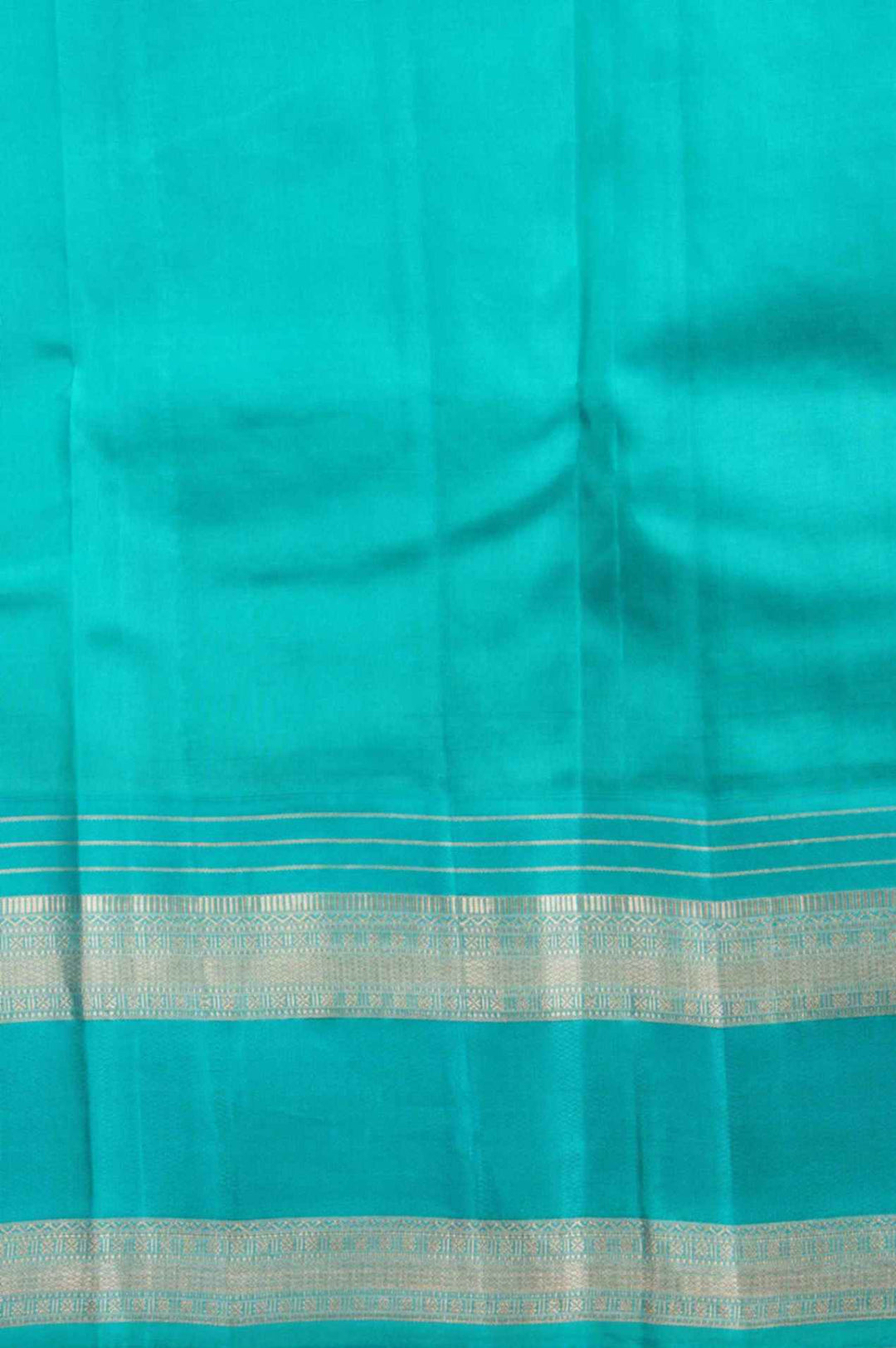 Rose red and teal pure silk saree