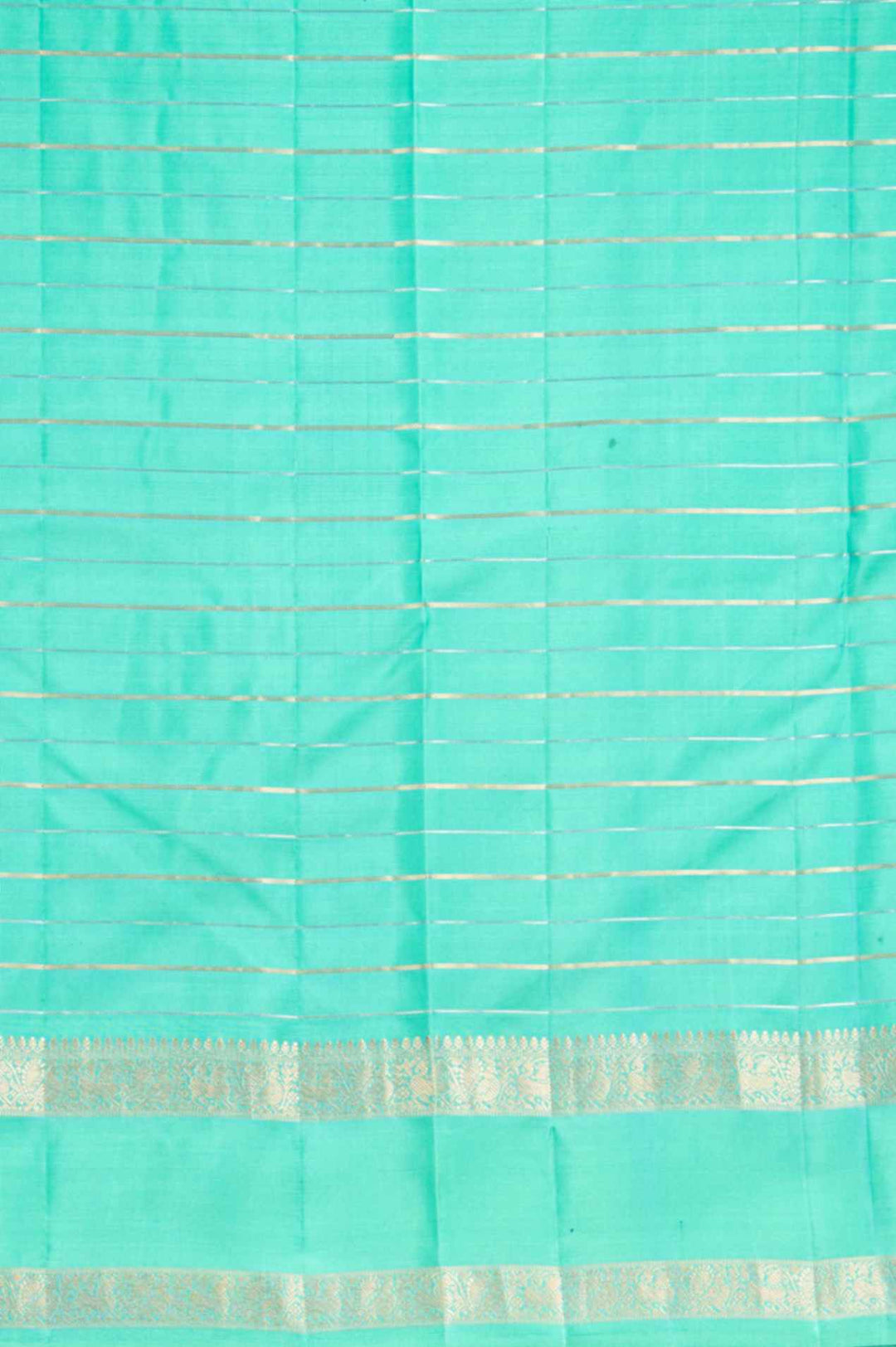 Aqua green zari kattam silk saree