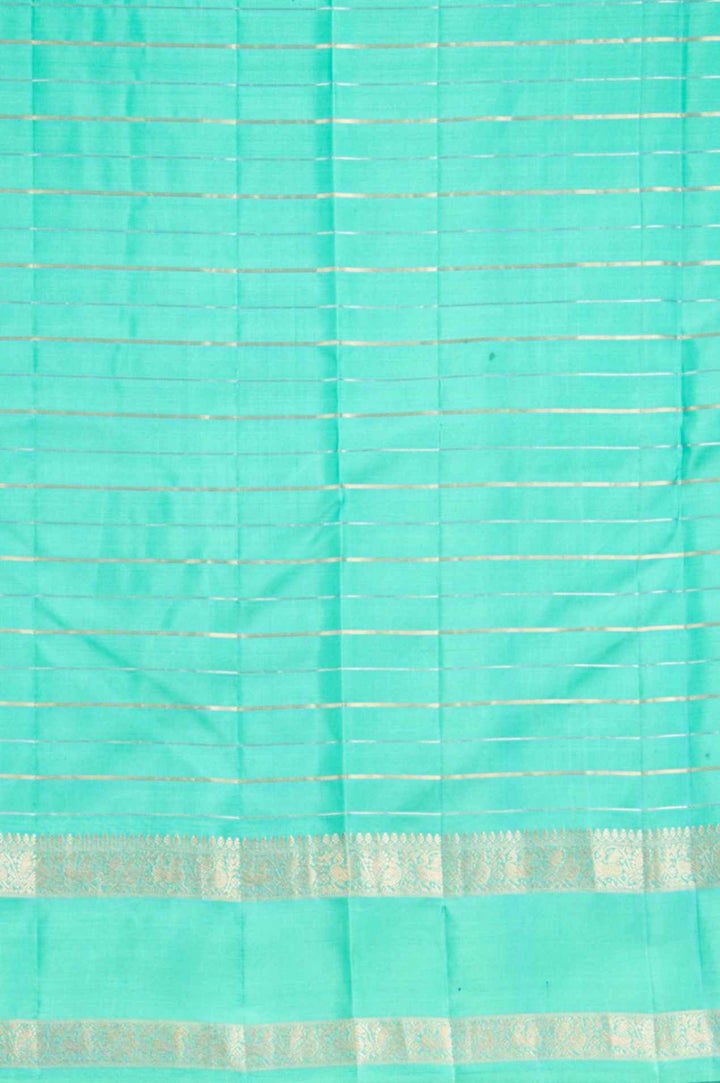 Aqua green zari kattam silk saree