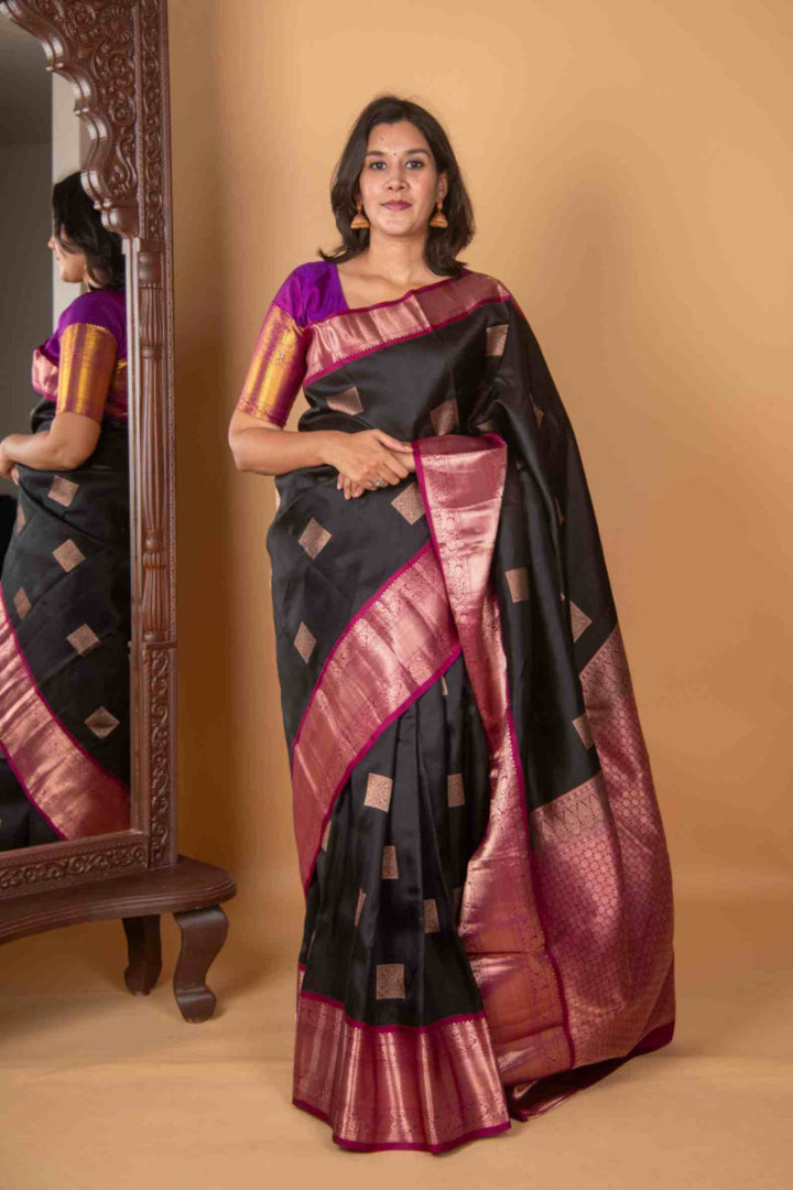 Black pure kanjivaram silk saree