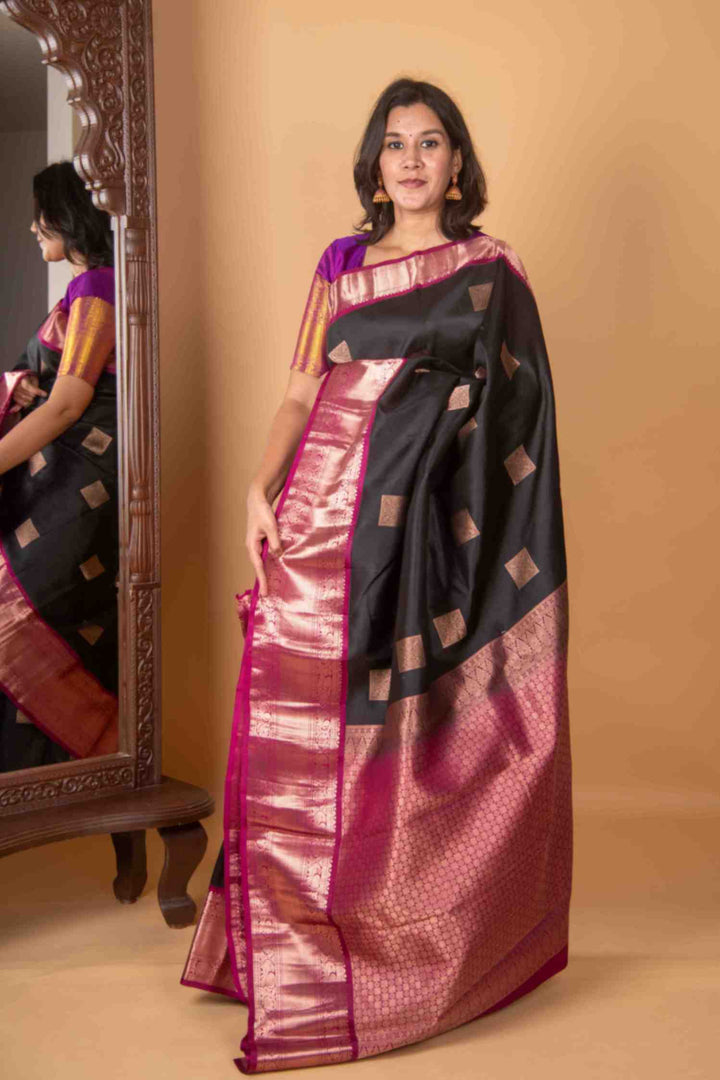 Black pure kanjivaram silk saree