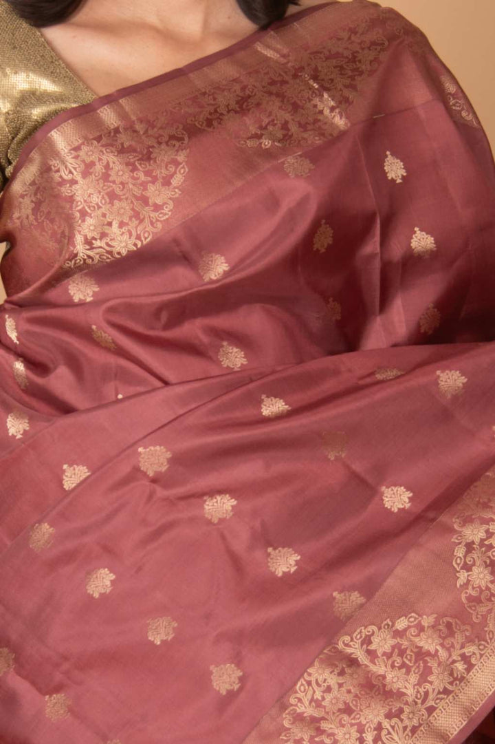 Sienna brown silk saree