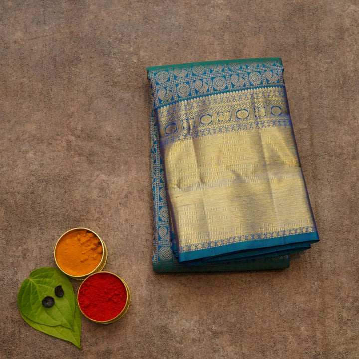 peacock blue bridal saree