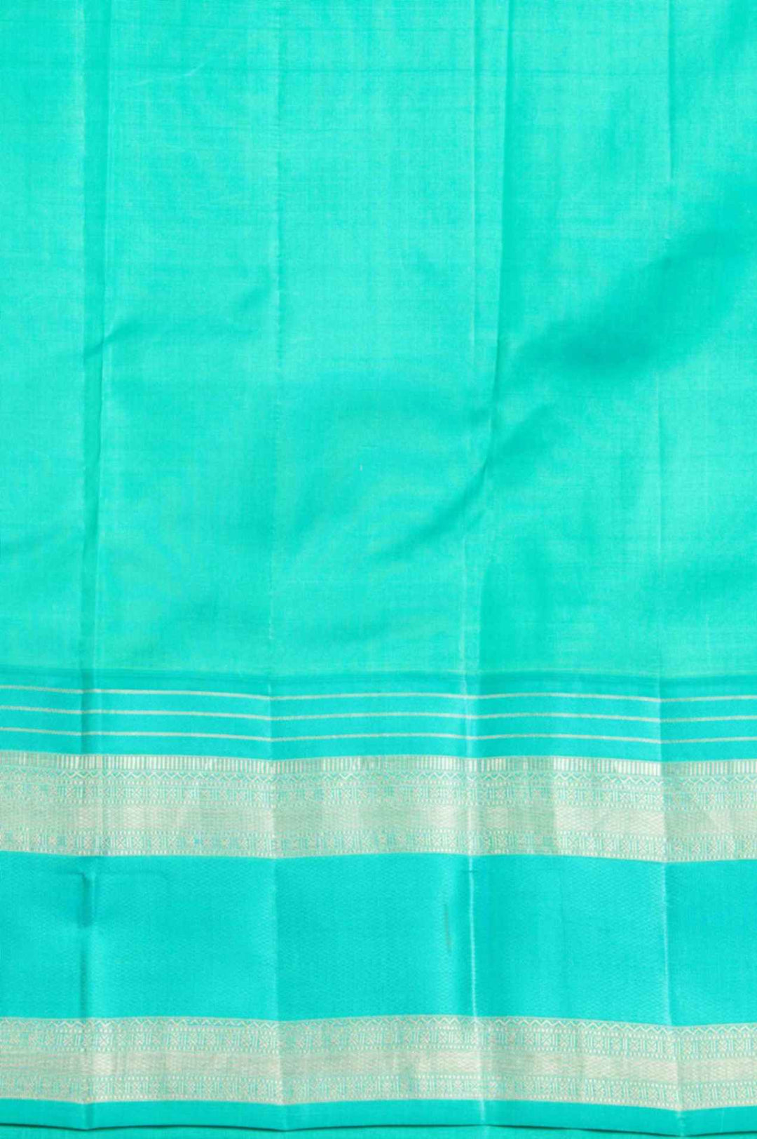 Gold and teal korvai silk saree
