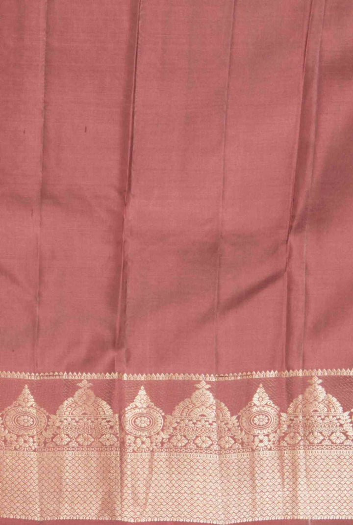 Burnt umber brown pure silk saree