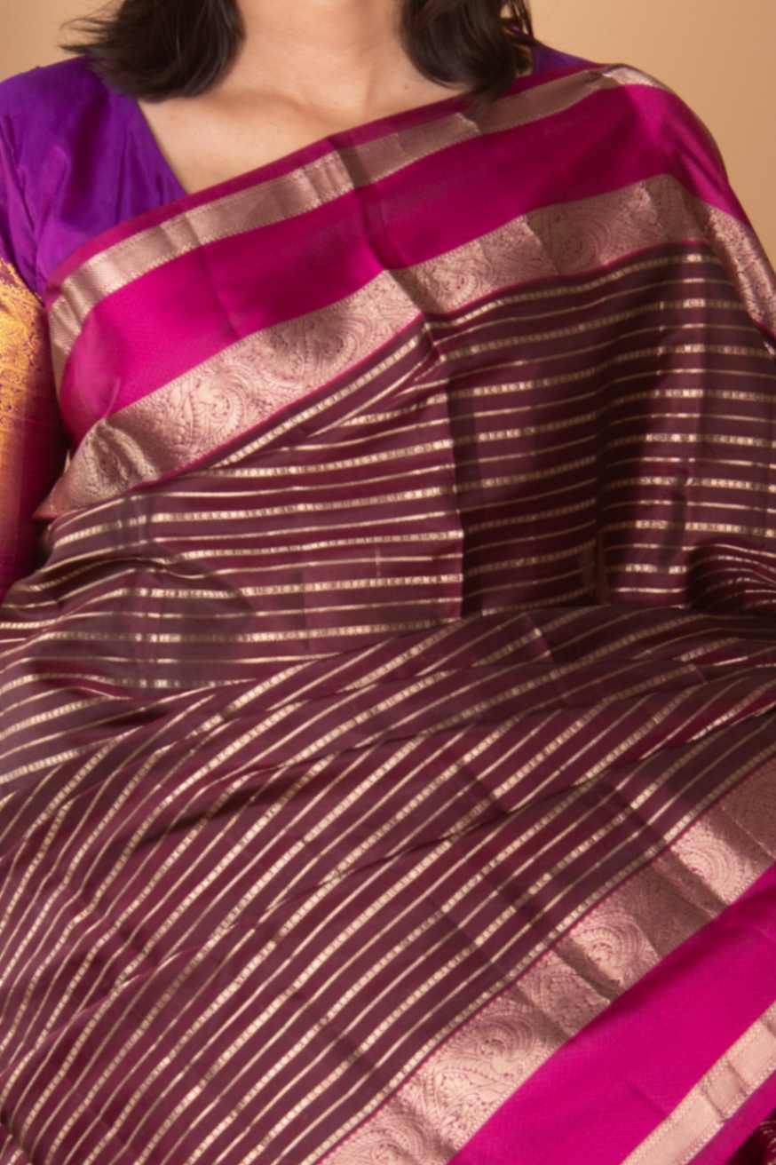 Brown veldhari silk saree