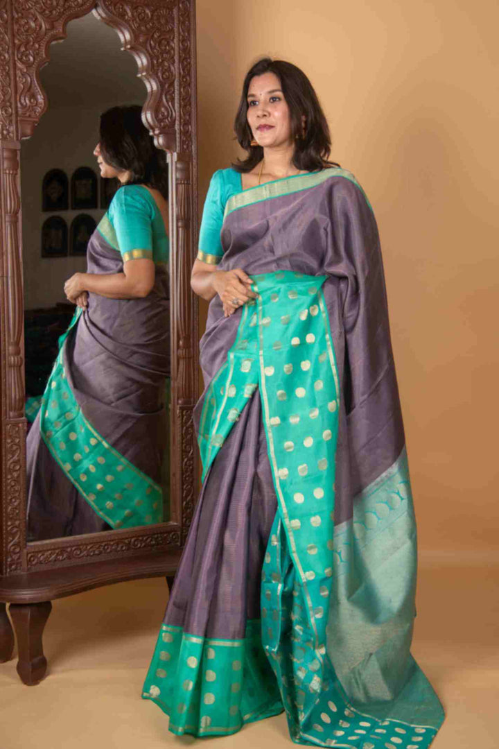 Cool grey vairaoosi silk saree