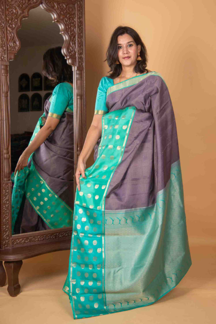 Cool grey vairaoosi silk saree