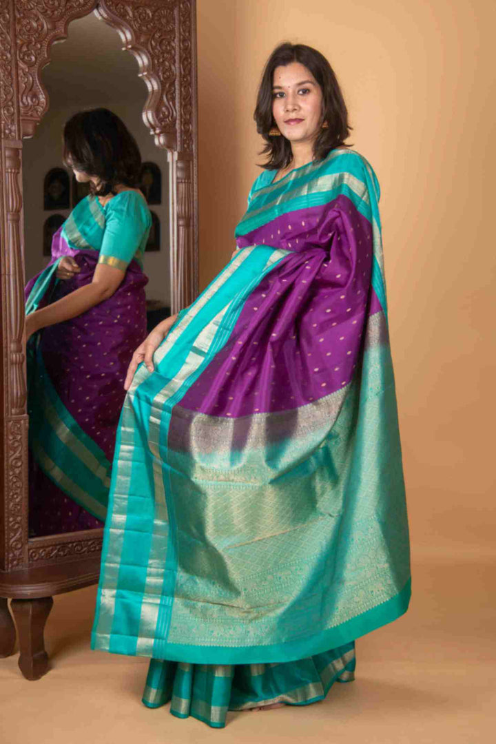 Lollipop purple korvai silk saree
