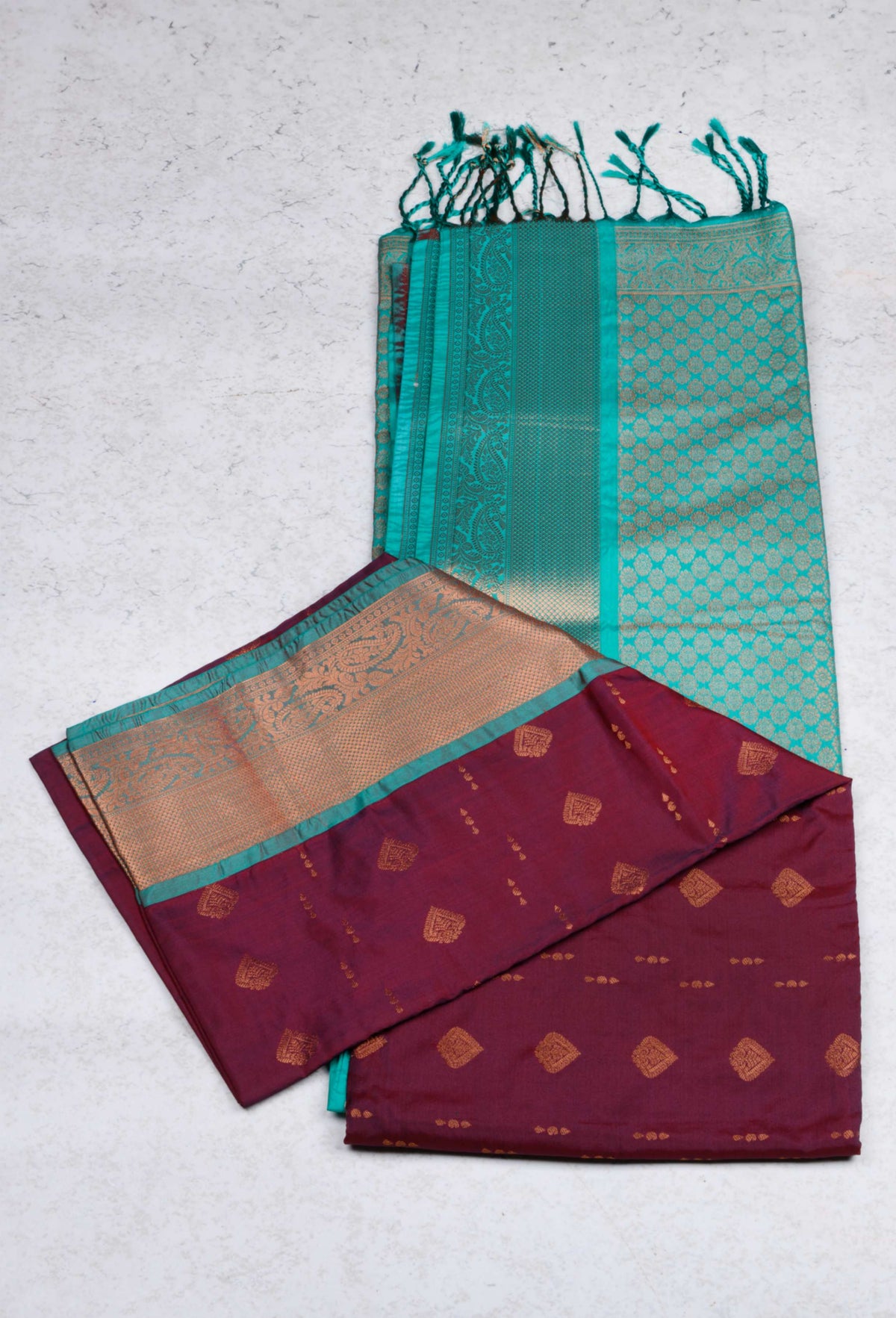 Maroon semi soft silk saree