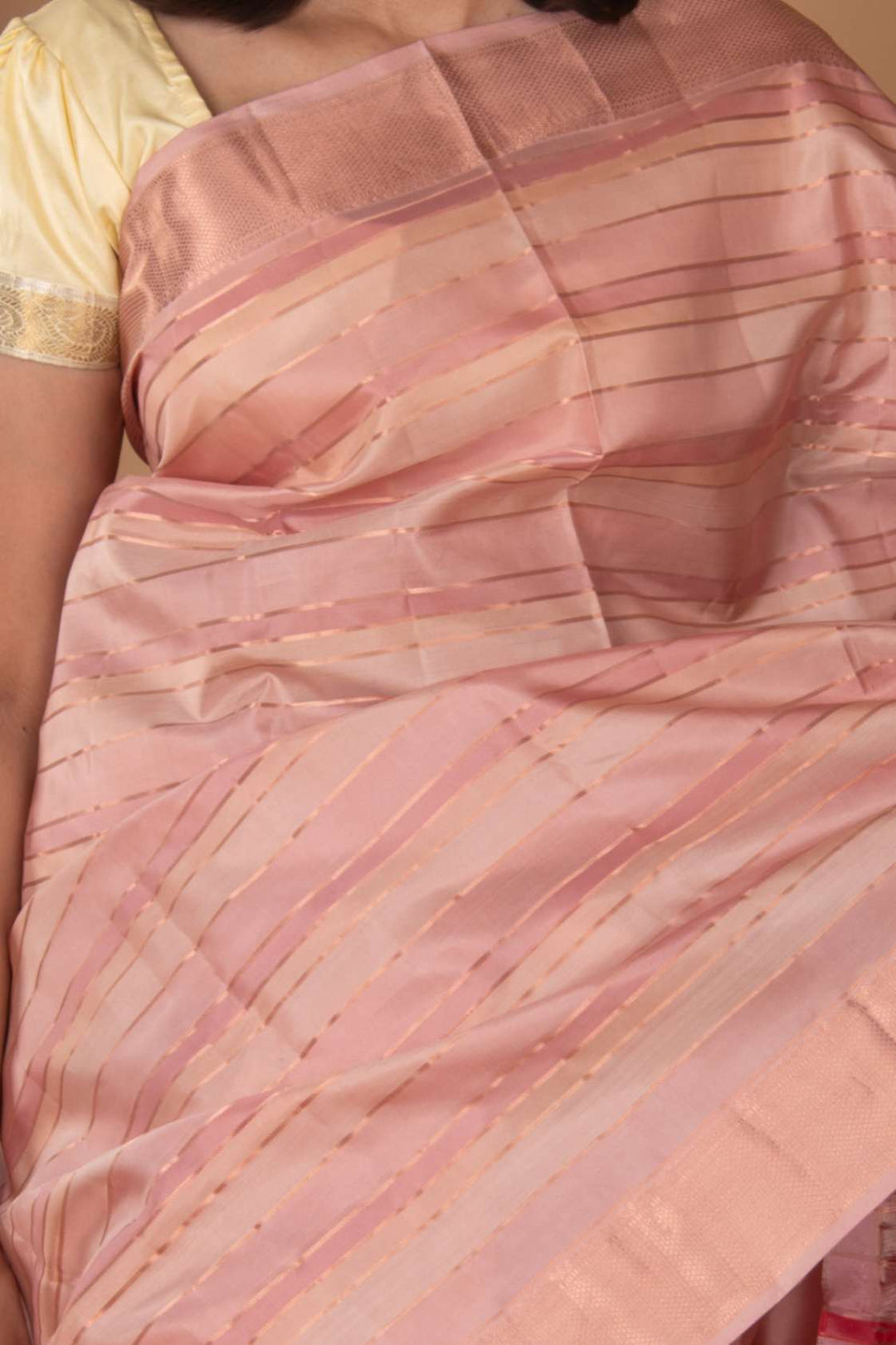 Blush pink and tea rose silk saree