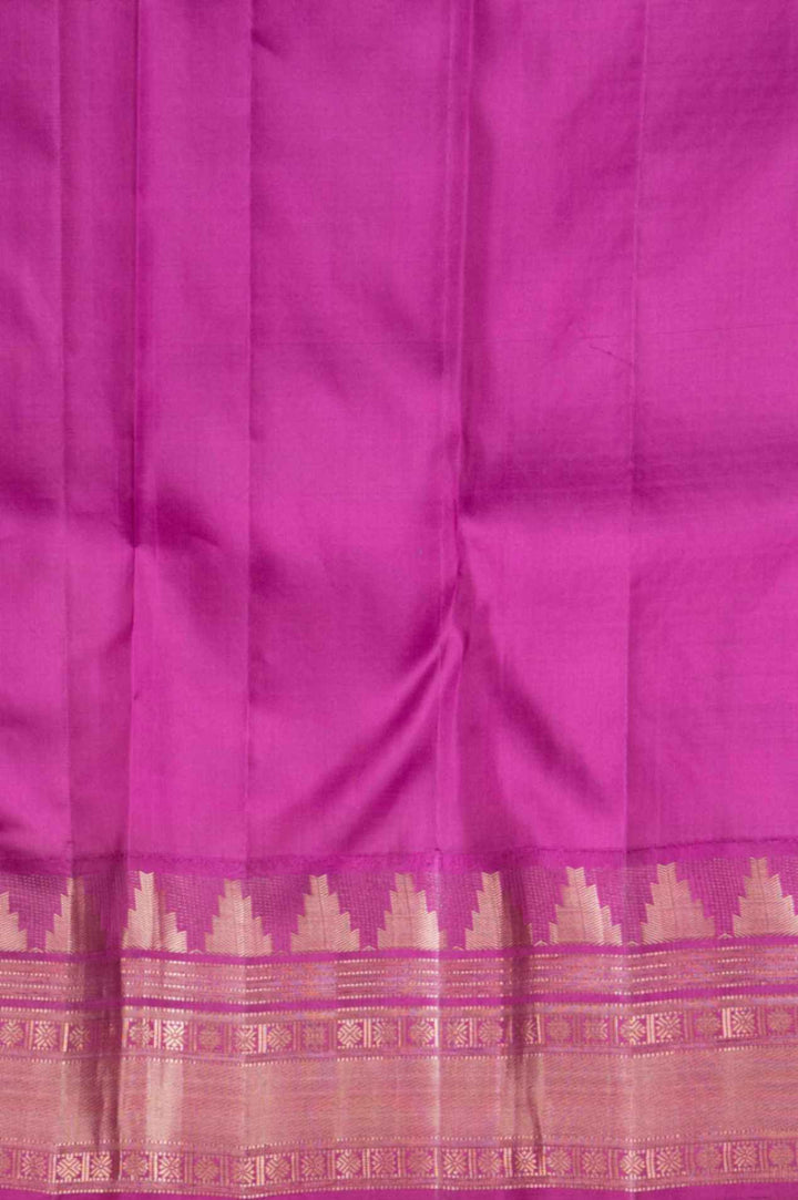Navyblue and purple temple border brocade silk saree