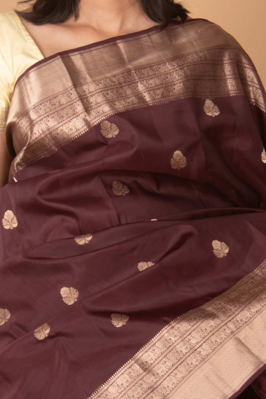 Pecan brown silk saree