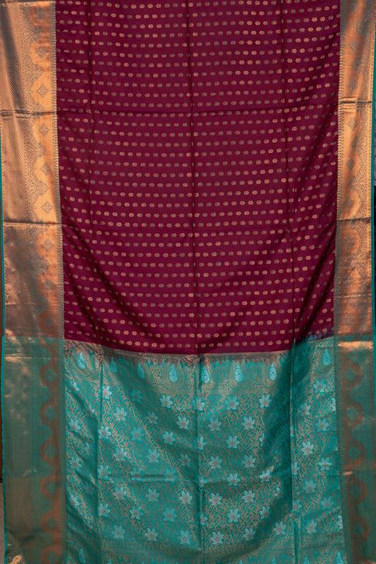 Maroon meenakari semi soft silk saree