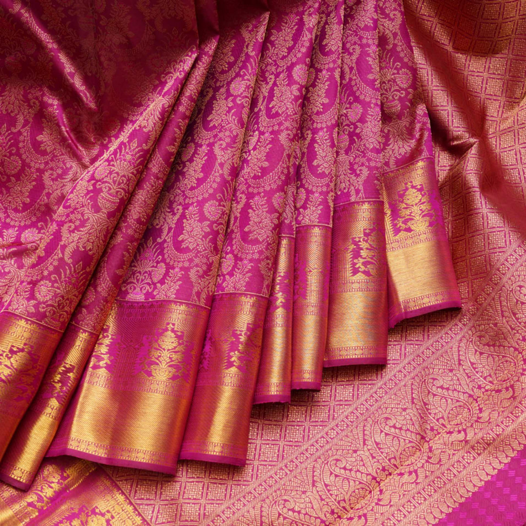Pink brocade saree