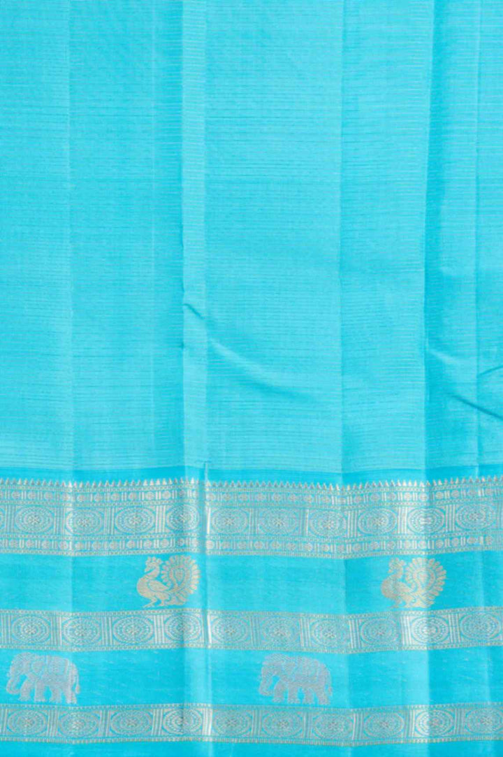 OffWhite and Anandha Blue Vairaoosi Silk Saree