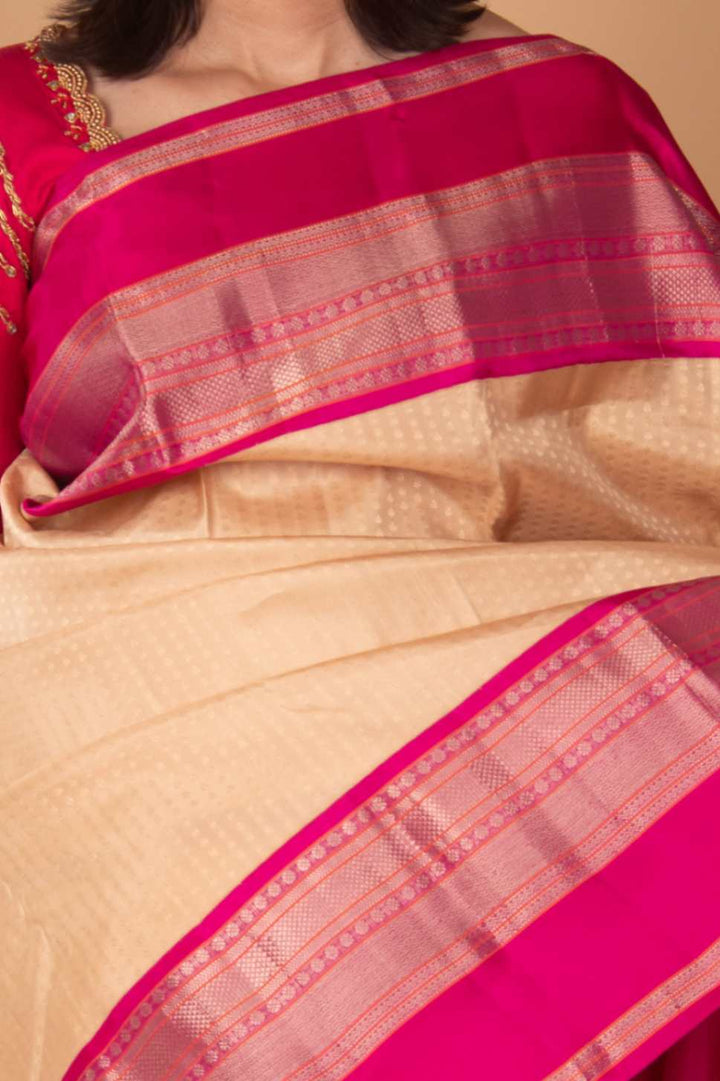 Offwhite and Pink Aayiram Butta Silk Saree