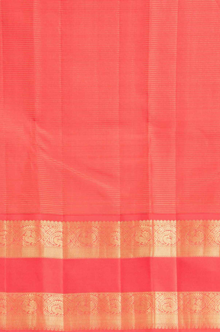 Offwhite and Coral  Silk Saree