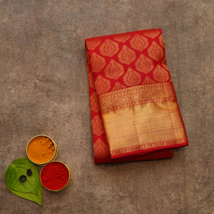 Red colour silk saree