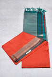 Orange semi soft silk saree