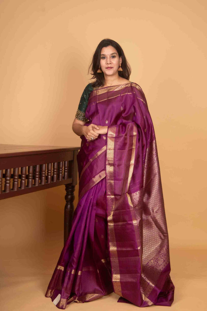 Jam purple adukku pettu pure silk saree