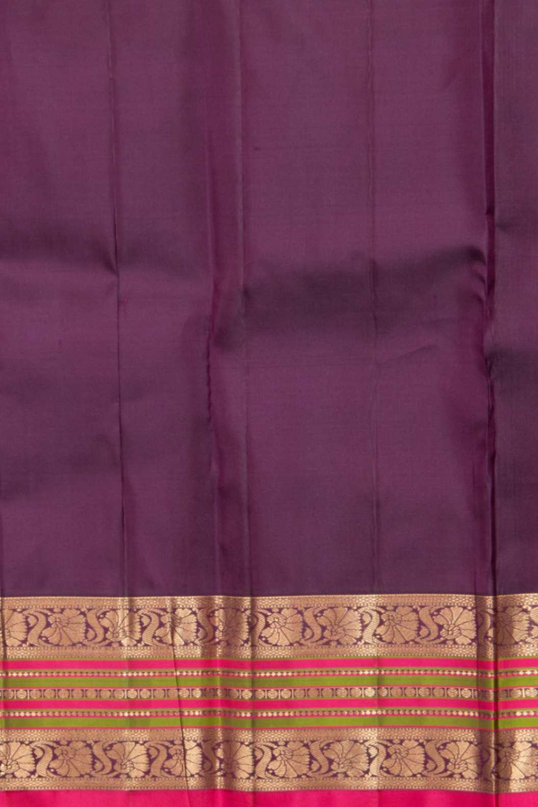 Lemon green and purple korvai silk saree