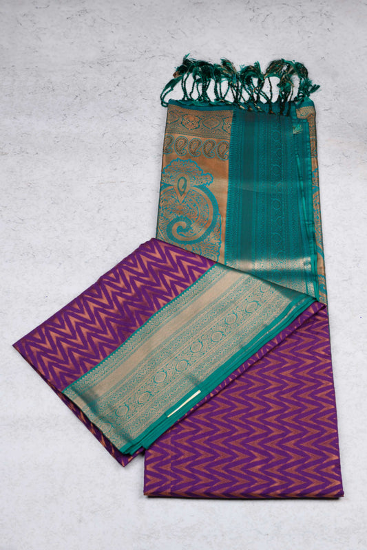 Purple brocade semi soft silk saree